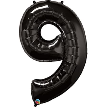 Anagram 87855 42 In. Number 9 Black Shape Air Fill Foil Balloon